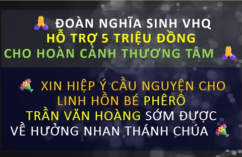 🙏 ĐOÀN NGHĨA SINH VHQ HỖ TRỢ 5 TRIỆU ĐỒNG CHO HOÀN CẢNH THƯƠNG TÂM 🙏
