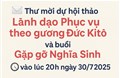Thư mời dự hội thảo Lãnh đạo Phục vụ theo gương Đức Kitô và buổi Gặp gỡ Nghĩa Sinh lần thứ 22 vào lúc 20h ngày 30/7/2025