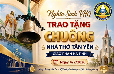 Nghĩa Sinh VHQ trao tặng Chuông Nhà thờ Tân Yên, Giáo phận Hà Tĩnh ngày 4/7/2026